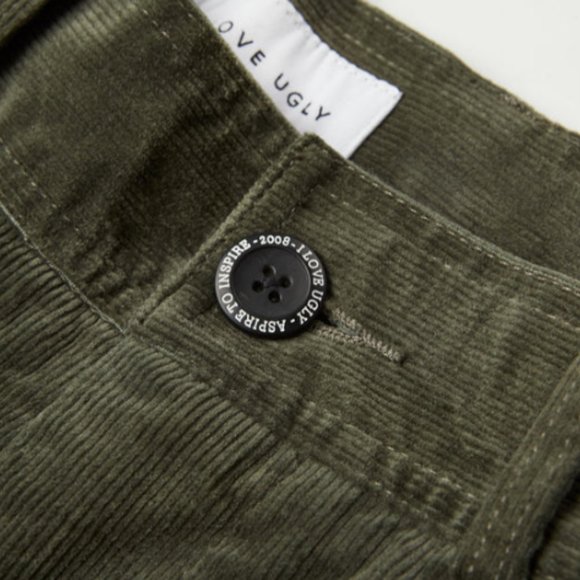 I Love Ugly Mens Kobe Pant in Moss Green Corduroy Size Medium - Picture 3 of 12